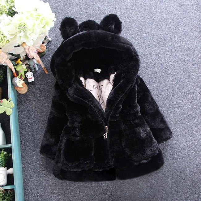 Winter Baby Girls Clothes Faux Fur Fleece Coat Pageant Warm Jacket Xmas Snowsuit 1-8Y Baby Hooded Jacket Outerwear eprolo
