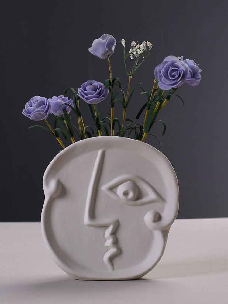 Scandinavian Minimalist Face Vase Creative Ceramic Dried Flower Art for Living Room Home Decoration