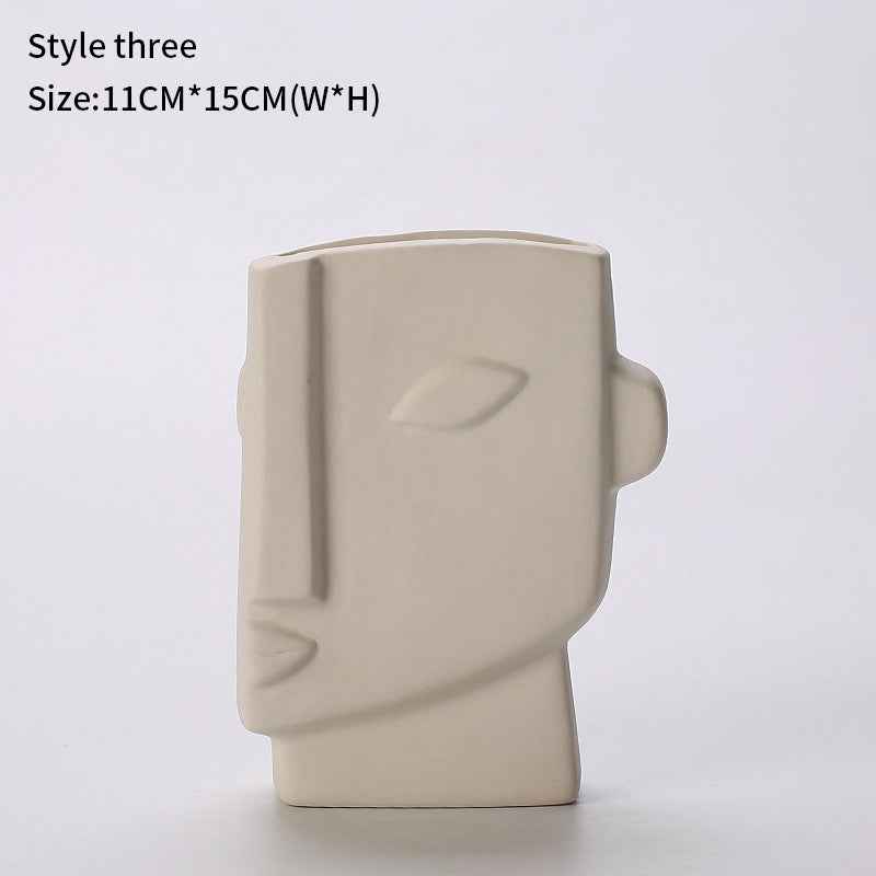 Scandinavian Minimalist Face Vase Creative Ceramic Dried Flower Art for Living Room Home Decoration