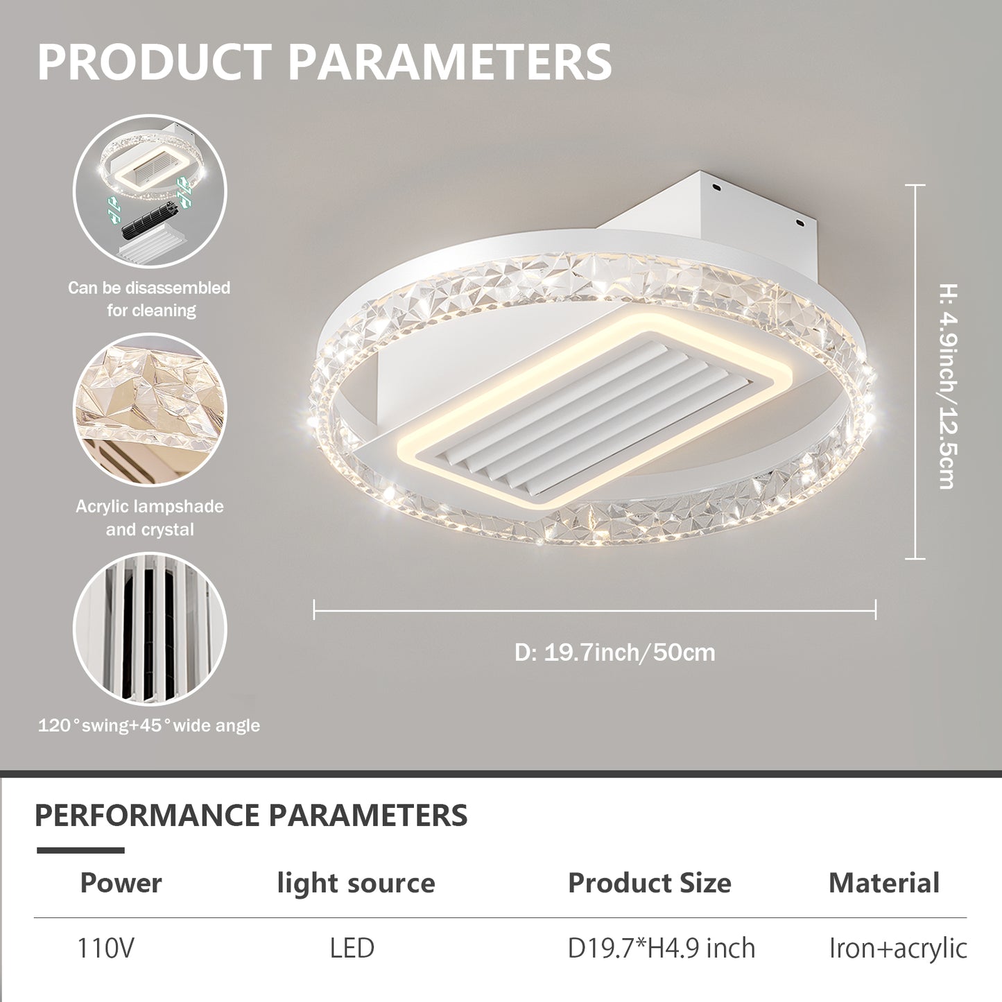 Bladeless Fan Lamp With Lights Dimmable LED eprolo
