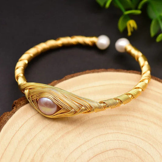 Original Design Natural Fresh Water Purple Pearl Adjustable Eye Bangle For Women Gift Jewlery Pulseras Mujer - Shello's Creative Boutique