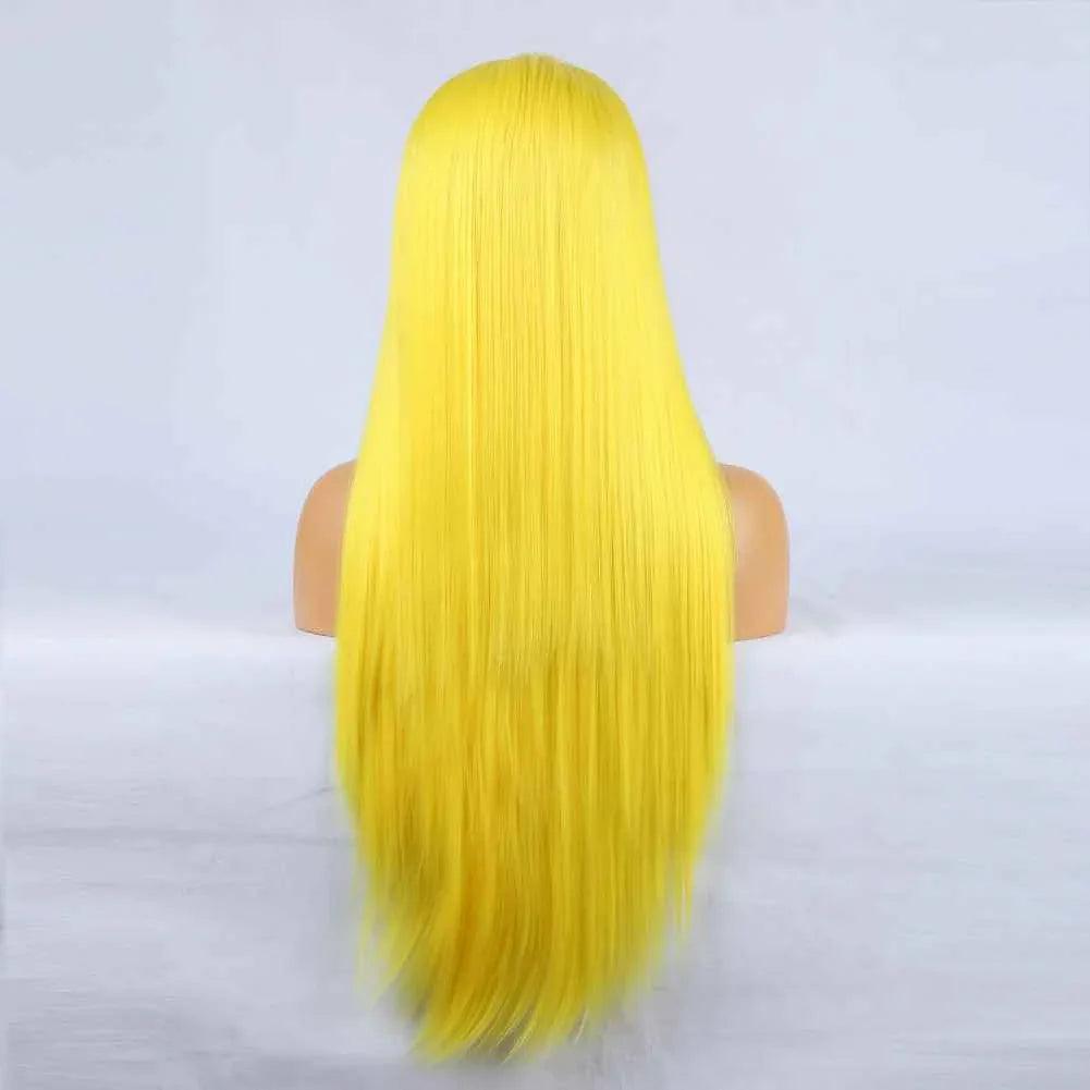 Stunning Yellow Long Bangs Wig - Natural Lace Front Wig for Women - Shello's Creative Boutique
