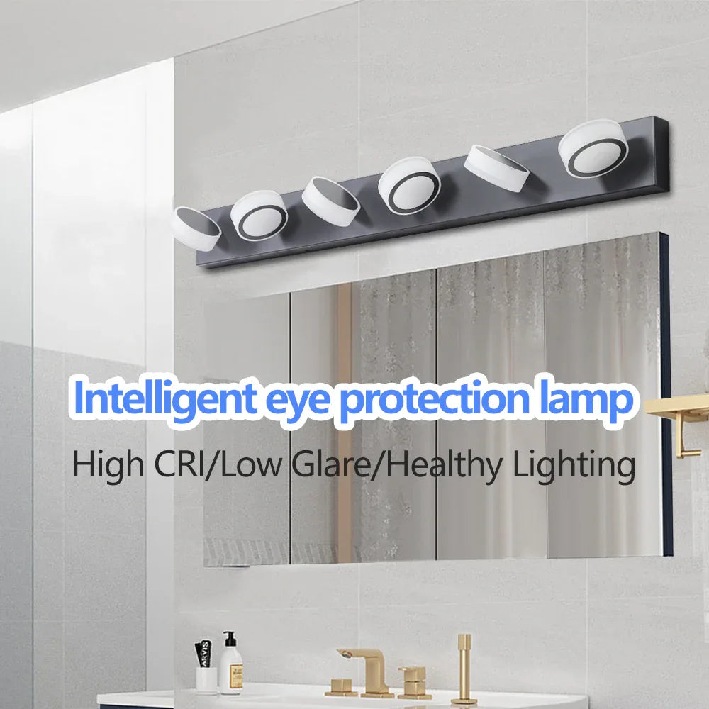 LED Modern Black 6-Light Vanity Lights Fixtures Over Mirror Bath Wall Lighting - Shello's Creative Boutique