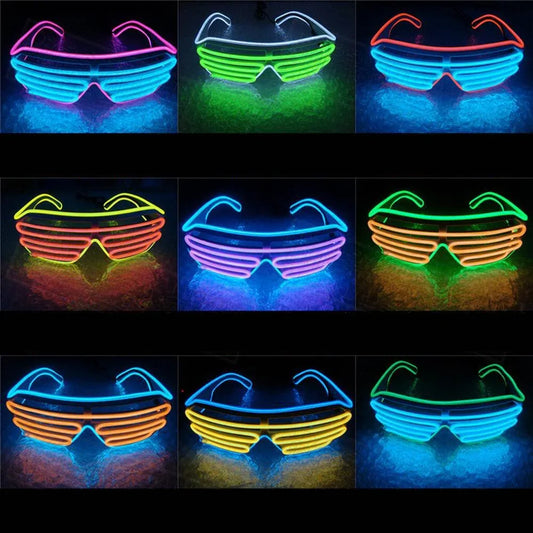 Double-colored Neon Luminous Glasses Flashing Eyeglass Party Wire LED Light Glasses Halloween Fluorescent Glowing Glasses Party - Shello's Creative Boutique