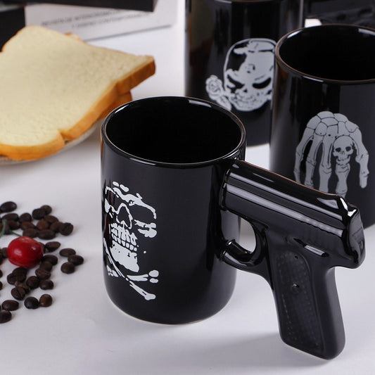 Pirate Pistol Cup Creative Skull Ceramic Water Cup Gun Handle Mug 3D Modeling Coffee Cup eprolo