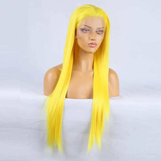 Stunning Yellow Long Bangs Wig - Natural Lace Front Wig for Women - Shello's Creative Boutique
