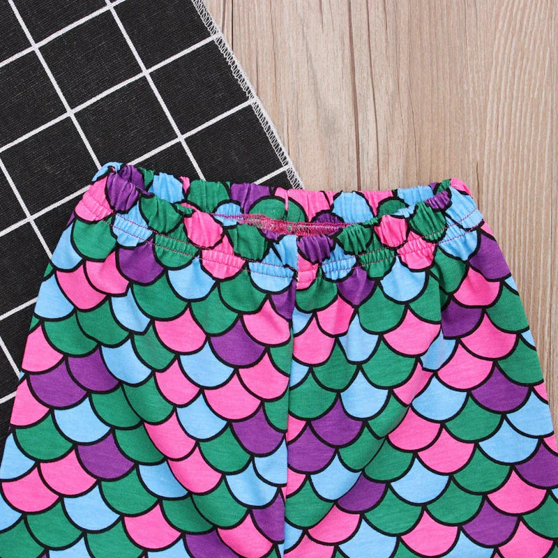 Eprolo Mermaid Pajama Set – Cute Cartoon Long Sleeve T-Shirt & Pants for Girls | Ages 3–7 - Shello's Creative Boutique