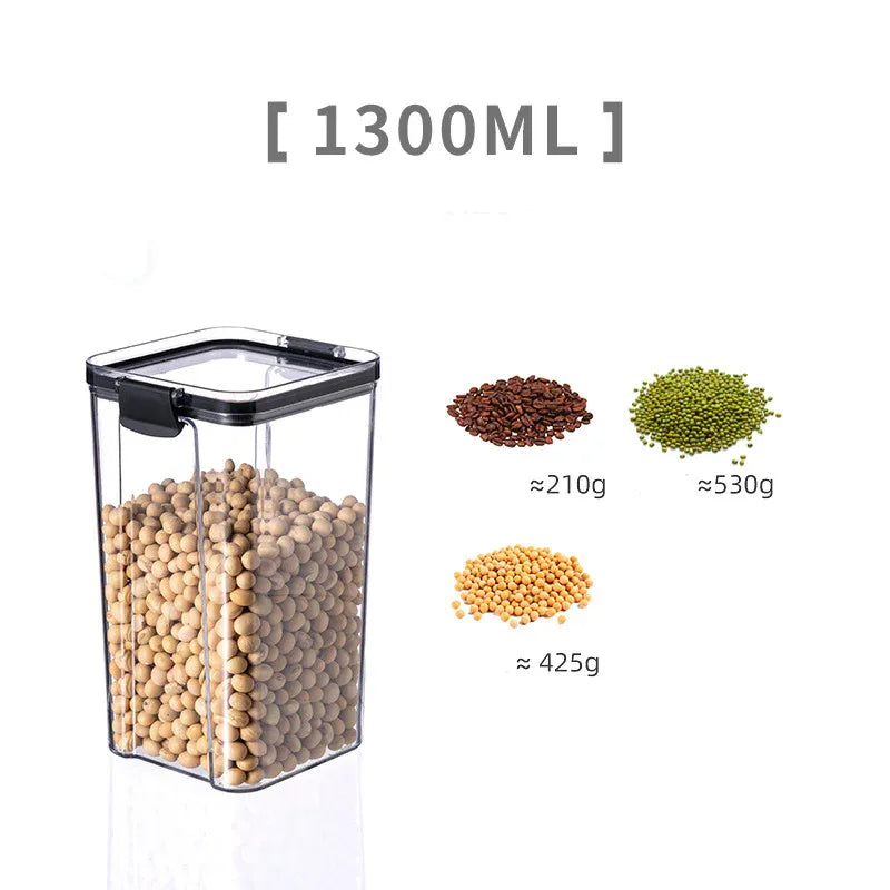 Modern Minimalist Airtight Kitchen Storage Cans – Transparent PET + Silicone Square Jars - Shello's Creative Boutique