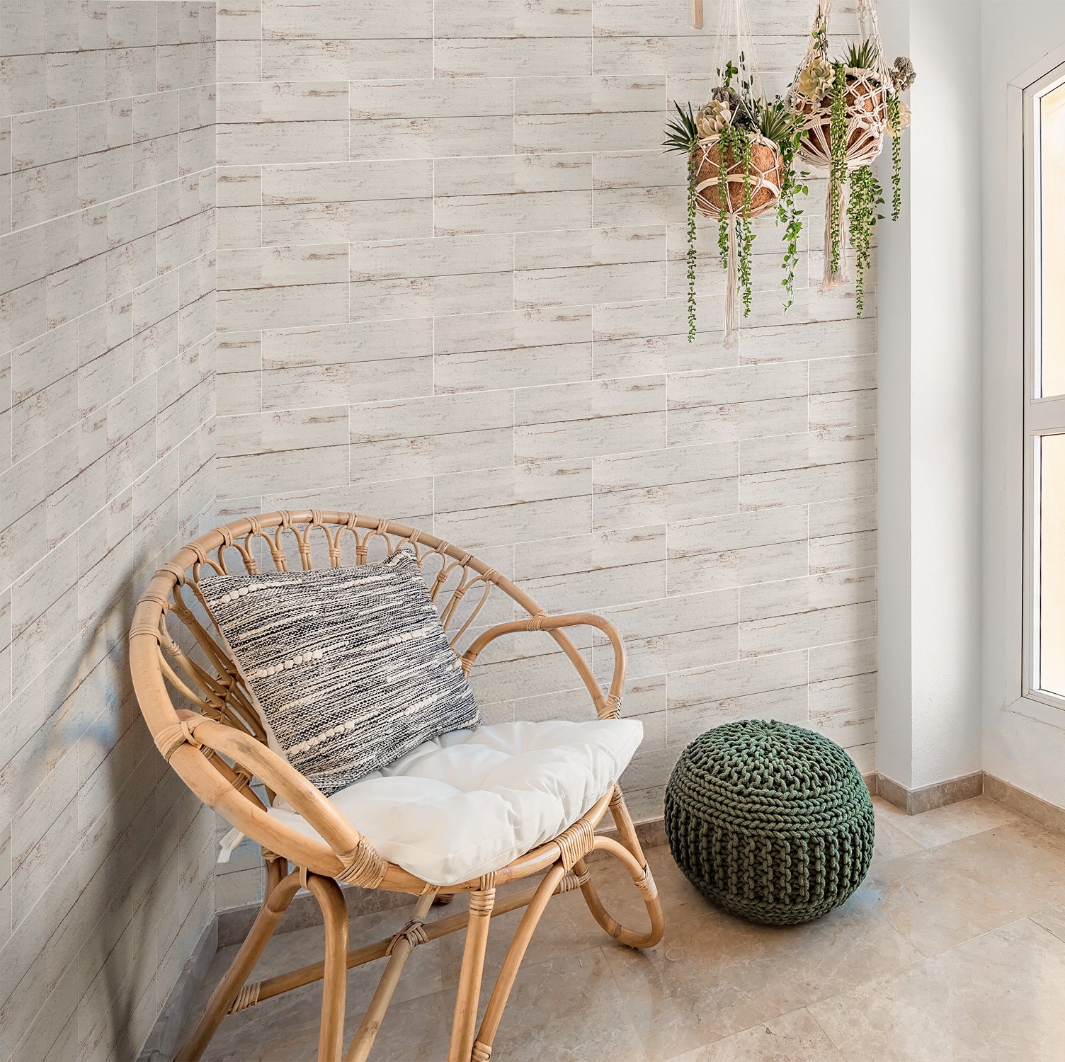 Funlife City Lights Thickened Brick Stickers American Retro Lace Wood Grain Self-Adhesive Decorative Wall Stickers