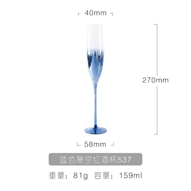 Blue Starry Sky Crystal Glass Goblet Red Wine Glass Mug Home High Value Party Grape Champagne Glass Cocktail Set Furniture Items eprolo