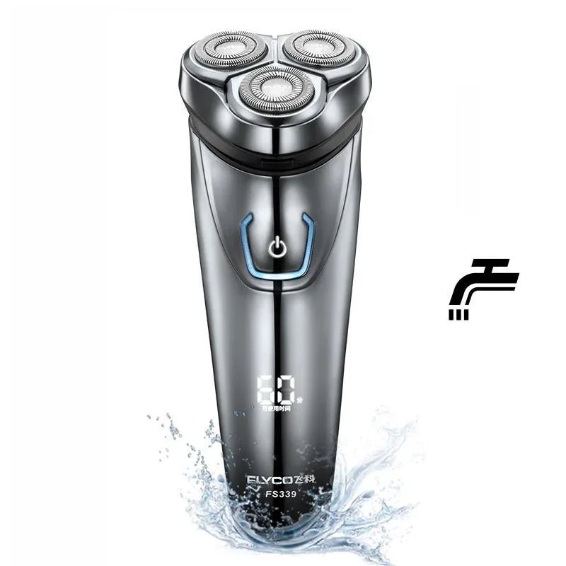 FLYCO Washable Rechargeable Rotary Men's Electric Shaver Razor with 3D Floating FS336 - Shello's Creative Boutique