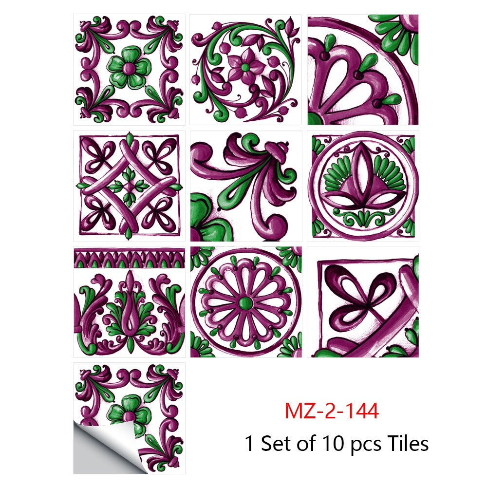 10 Piece Set Of Datura Mosaic Small Flower Imitation Ceramic Tile Sticker For Home Renovation Kitchen And Bathroom Decoration Self-Adhesive Wall Sticker