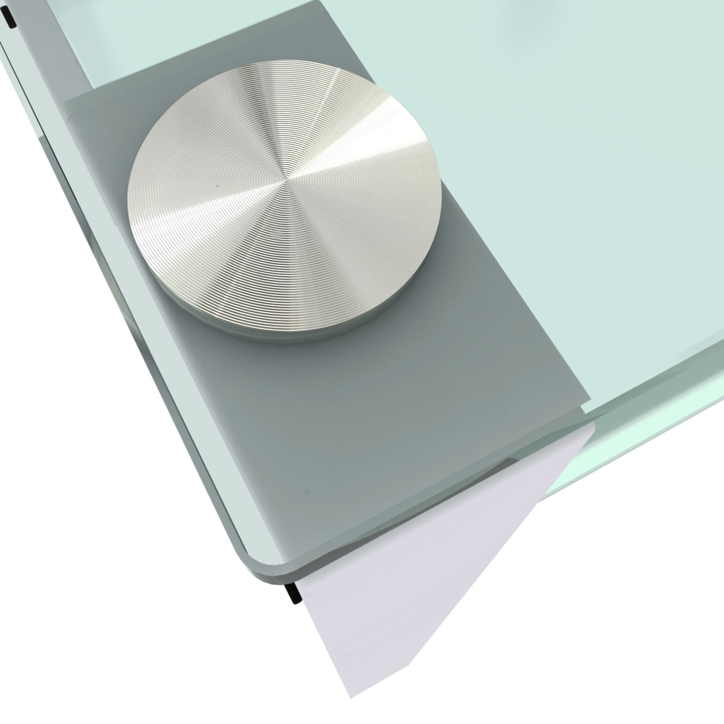 Glass two layer tea table small round table bedroom corner table living room white side table(White) eprolo