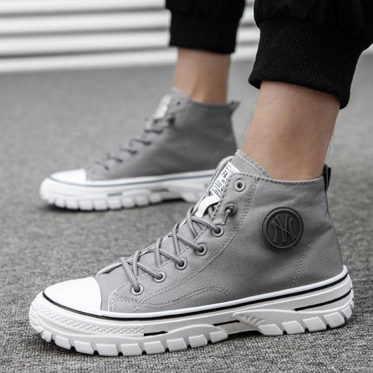 High top canvas shoes Korean style trendy sports and leisure shoes fashionable trendy shoes student board shoes - Shello's Creative Boutique