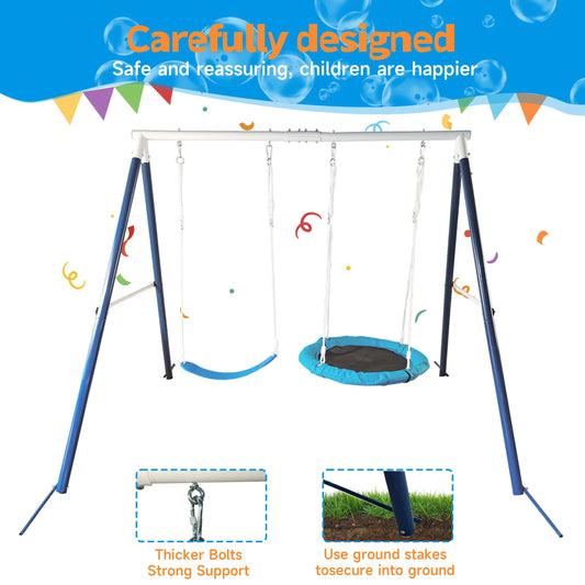 Kids Metal Swing Set for Backyard Outdoor Playground Two Functional Swing Set For Kids Outdoor Equipment - Shello's Creative Boutique