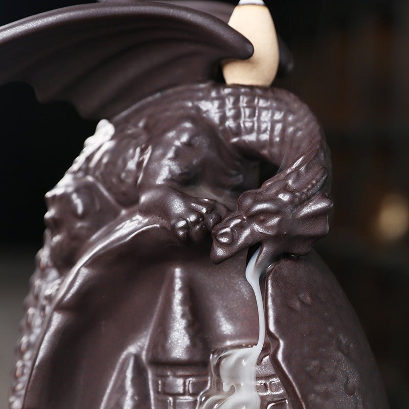 European Style Ceramic Pterosaur Back Flow Incense Burner Dragon Back Flow Aromatherapy Stove Home Decoration