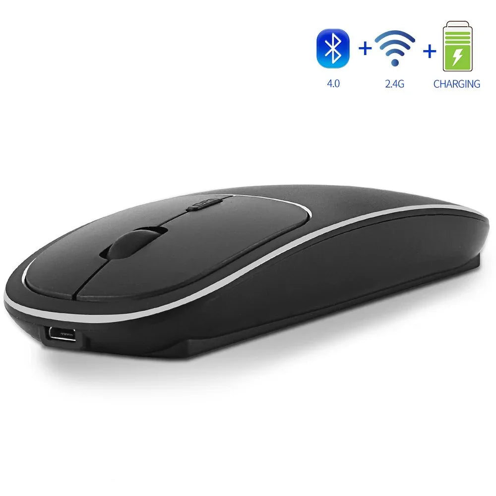 Aluminum alloy dual-mode wireless Bluetooth mouse rechargeable silent infinite computer accessories - Shello's Creative Boutique
