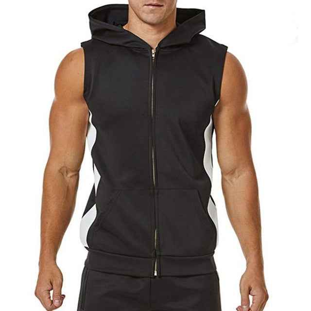 Men's Zipper Splicing Sports Hooded Vest ā Perfect for Fitness Enthusiasts