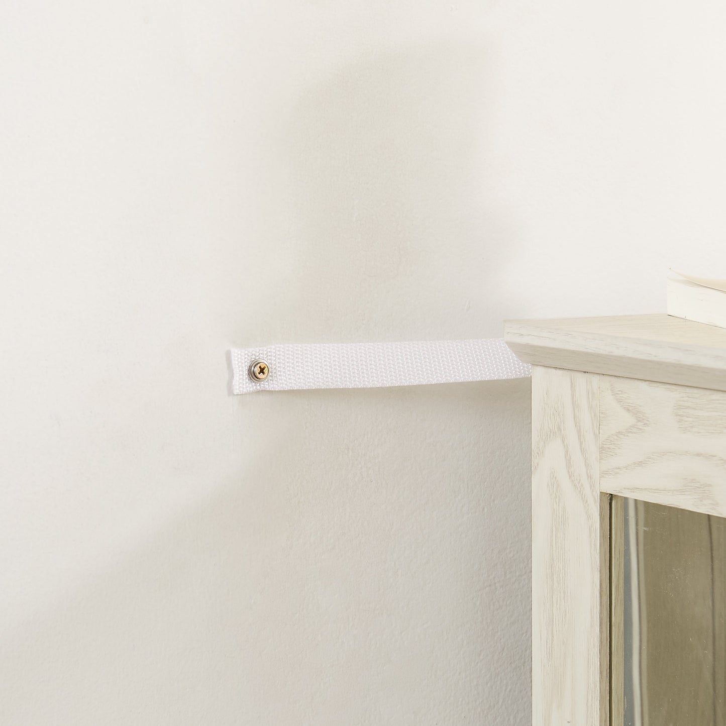 Light colored glass cabinet Curio display cabinet with adjustable glass frame, 2 doors and 1 drawer, including white light bulbs eprolo