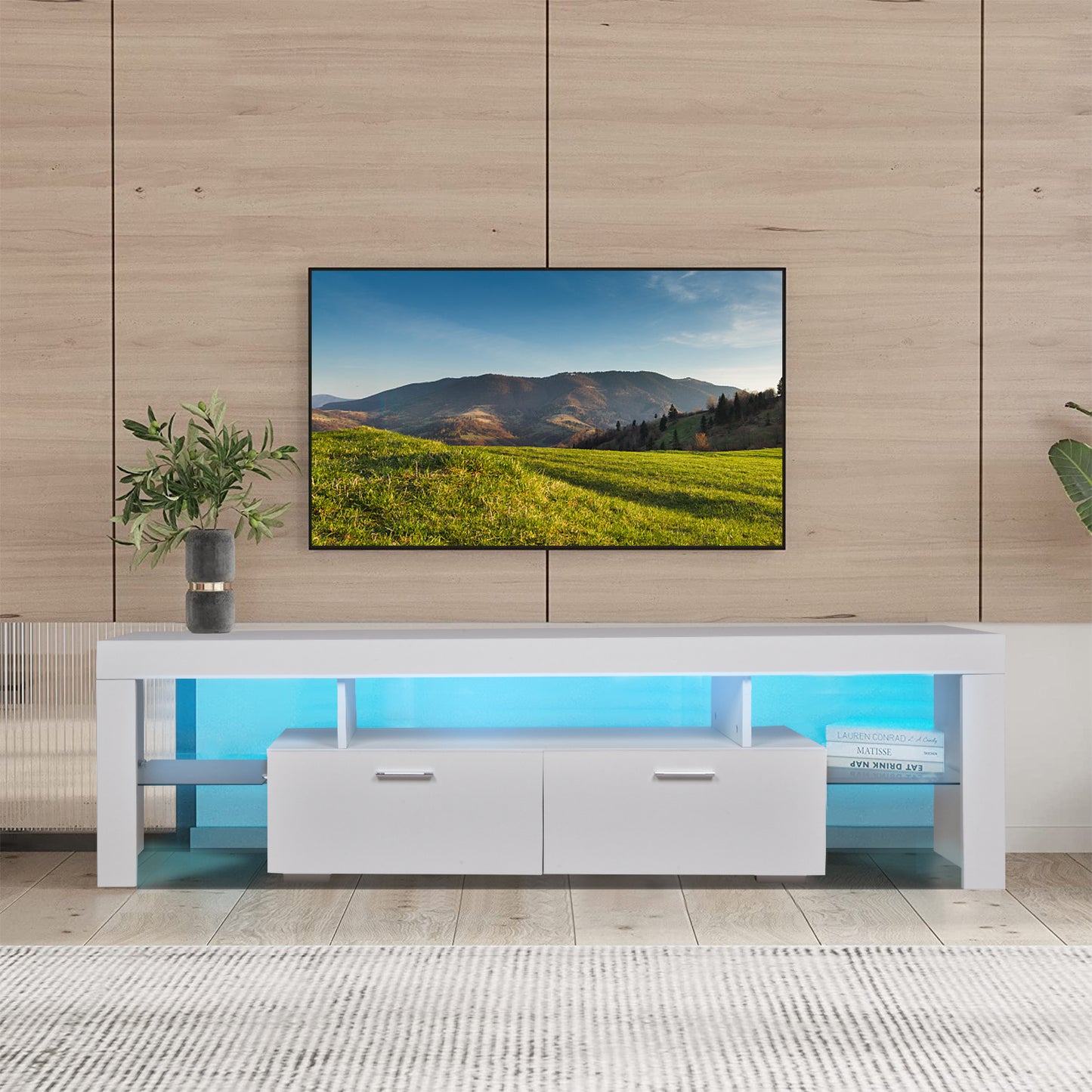 LED TV stand modern TV stand with storage Entertainment Center with drawer TV cabinet for Up to 75 inch for Gaming Living Room B eprolo