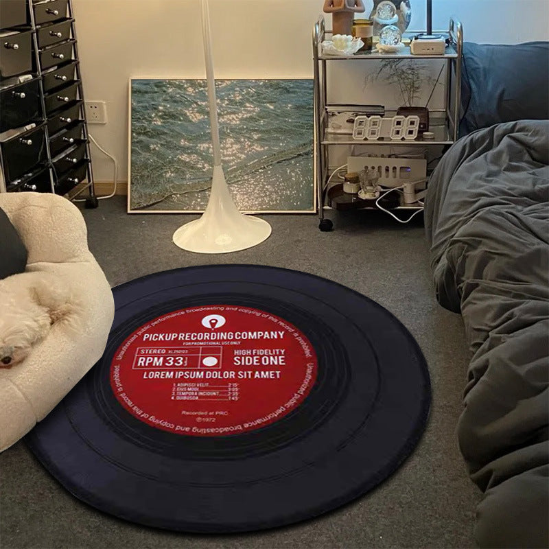 Vinyl record desk floor mat hanging basket round floor mat carpet living room tea table mat children non-slip foot mat eprolo