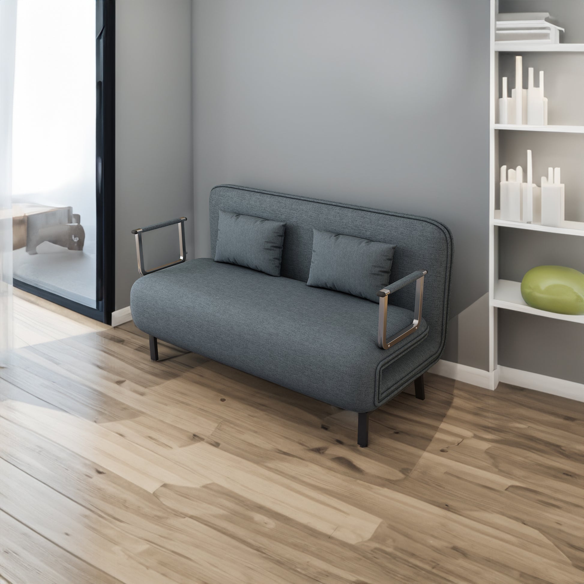 55″ Convertible Chair Bed Tri-Fold Sofa Bed with Adjustable Backrest & Pillow eprolo