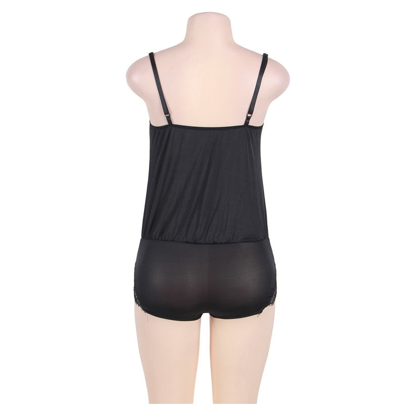 Plus Size Black Lace Teddy - Elegant Intimate Sleepwear for Women