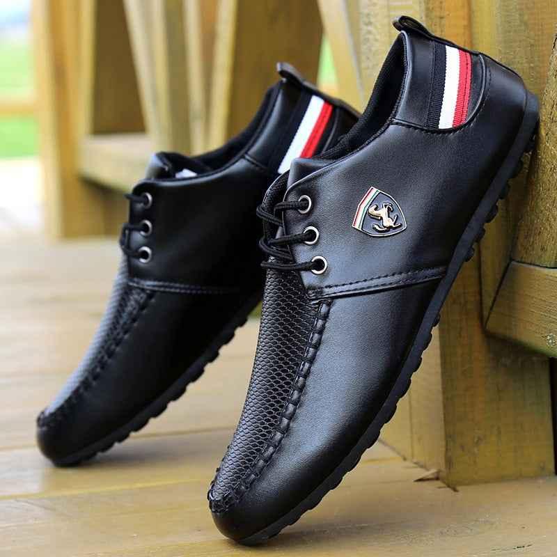Spring and Autumn Men's Casual Leather Shoes - Trendy White Small Leather Footwear - Shello's Creative Boutique