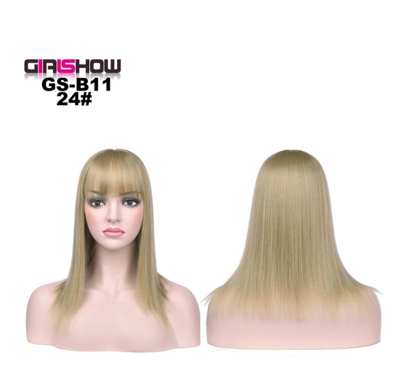 women Bob Wig With Bangs Short Straight Wigs party Synthetic Hair Heat Resistant Fiber fake hair Halloween Perucas eprolo