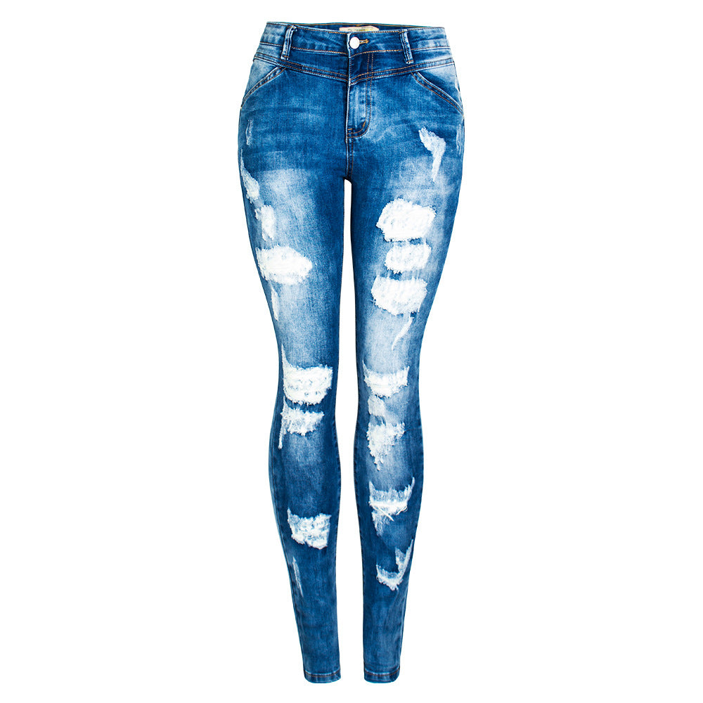 Trend Distressed Women`s Jeans Denim Streetwear Female Pants eprolo