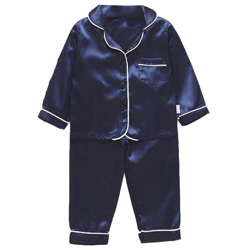 LJW Children's pajamas set Baby suit Kids Clothes Toddler Boys Girls Ice silk satin Tops Pants Set home Wear Kids pajamas - Shello's Creative Boutique