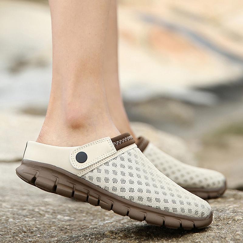 Summer Sandals Men Mesh Shoes Mules Clogs Breathable Beach Slippers Male Water Hollow Aqua Wading Chaussure Homme eprolo