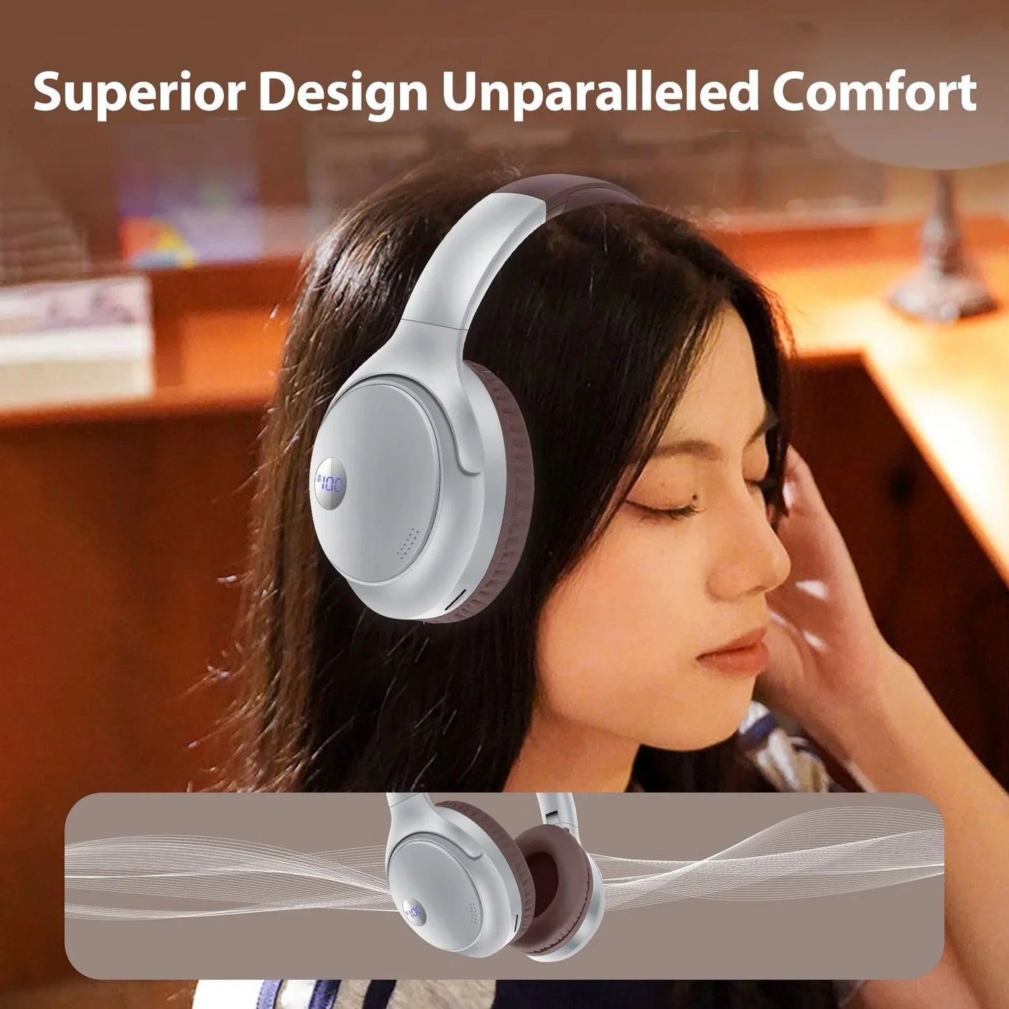 AKZ-16B wireless Bluetooth headset with battery display and long battery life foldable - Shello's Creative Boutique