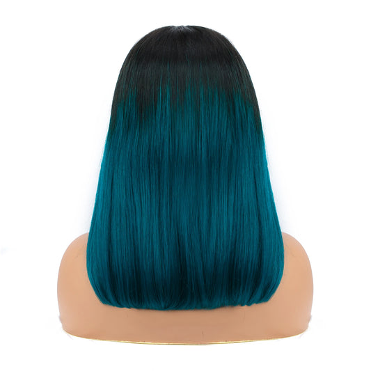 4x4 Lace Closure short Bob Wigs Human Hair T1B/green Color Bob Wig Double Drawn Straight Human hair Bob Lace Front Wig For Women eprolo