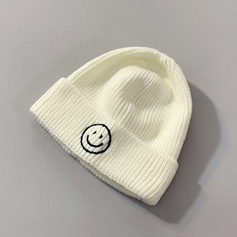 Baby Hat Solid Color Boy Girl Cartoon Smile Embroidery Winter Kids Knitted Hats Children Warm Beanies Child Caps For Babies eprolo