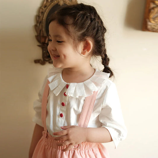 Children Clothing Girls Spring Dress New Set Medium Sleeve Shirt Girls Shorts Kids Sweet Pair Two Piece Set - Shello's Creative Boutique