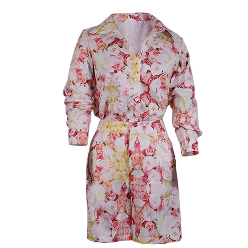 Early Autumn New Casual Shorts Suit Sexy Printed Shirt Two Piece Women's Clothes - Shello's Creative Boutique
