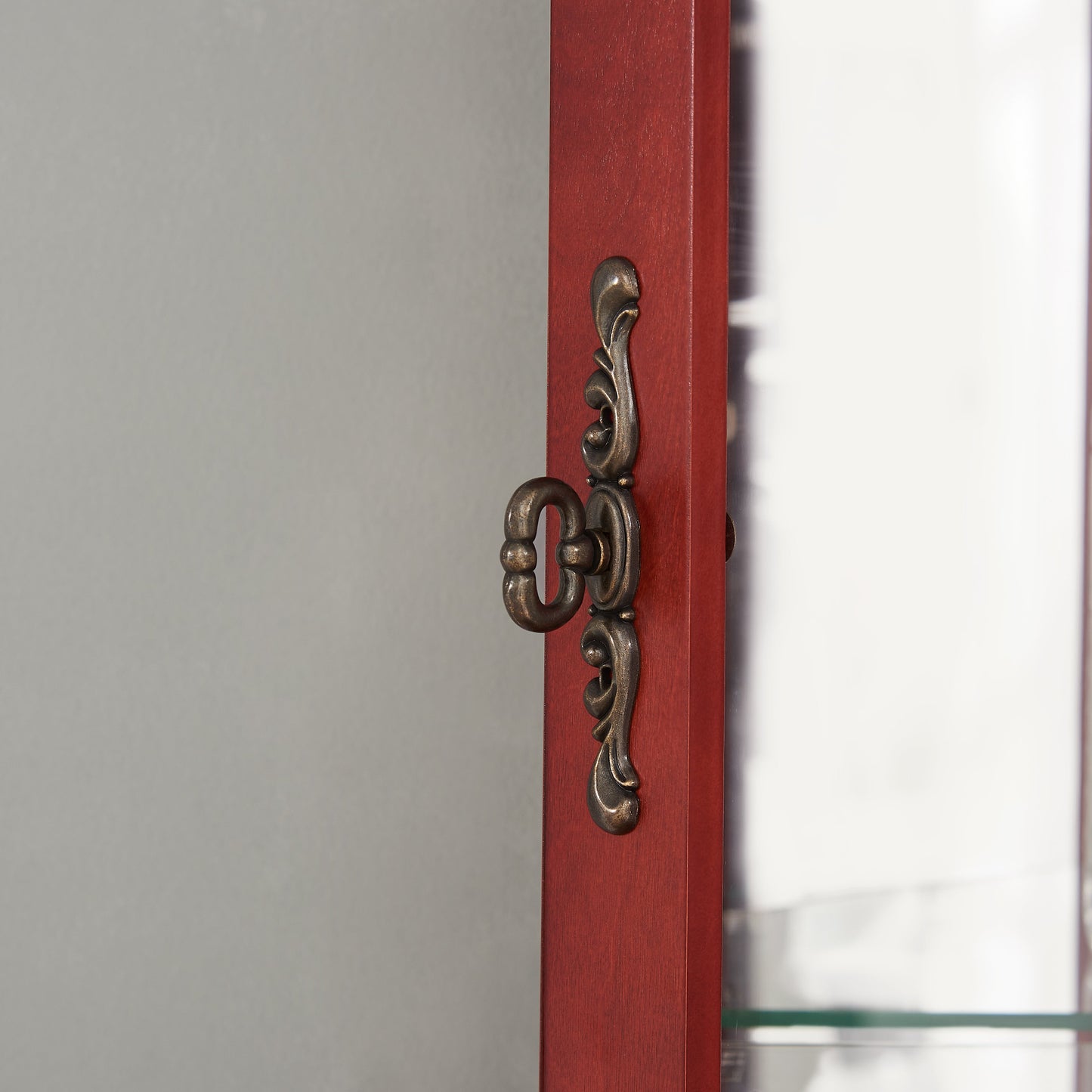 Corner Curio cabinet with illuminated glass display stand and tempered glass door, with adjustable bracket and light bulb eprolo