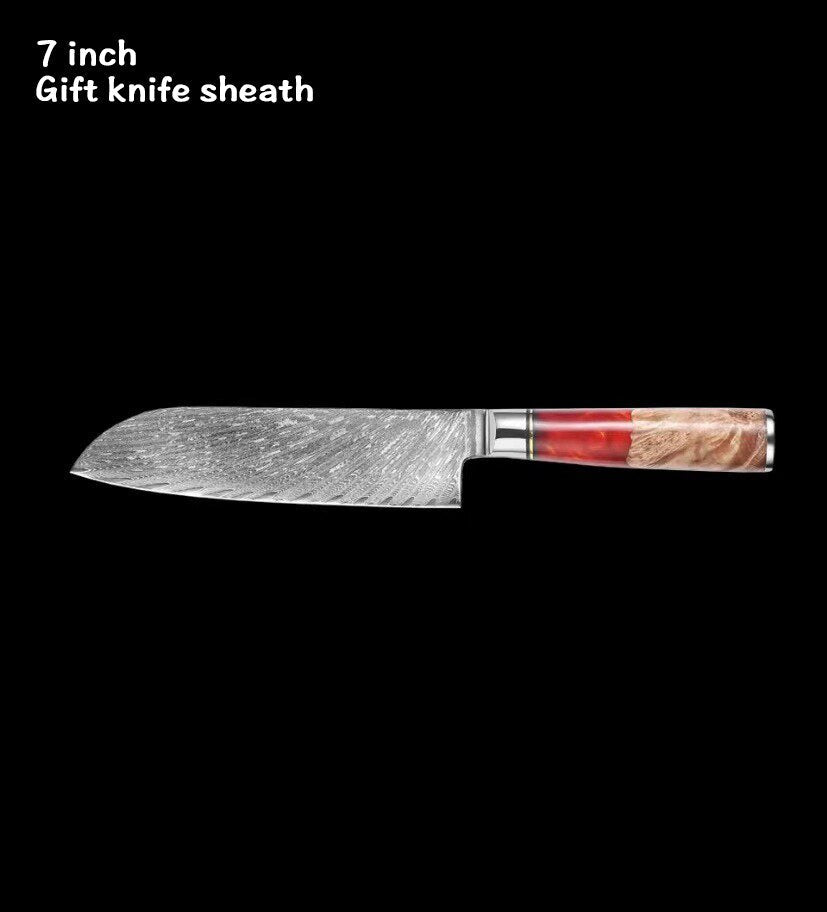 XUANFENG set of vg10 steel kitchen knife brocade machete chef knife bread knife blue resin and color wooden handle kitchen tools eprolo
