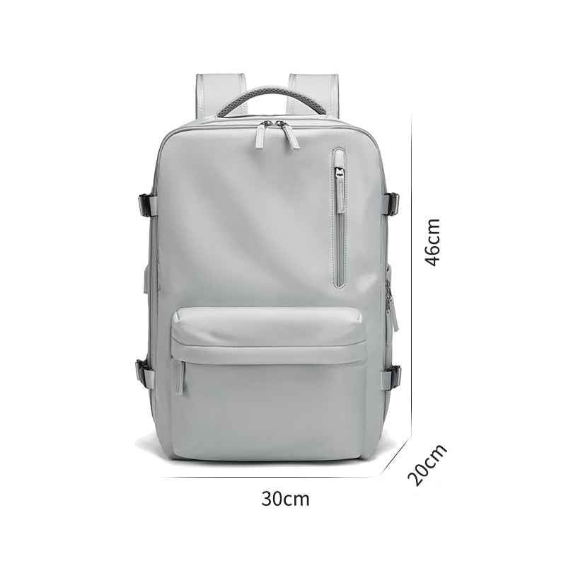 Waterproof Leather Laptop Backpack - 18 Inch Vintage Unisex School Bag for Men with USB Port