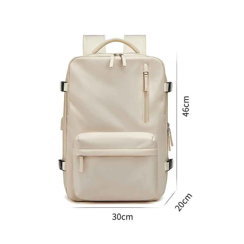 Waterproof Leather Laptop Backpack - 18 Inch Vintage Unisex School Bag for Men with USB Port