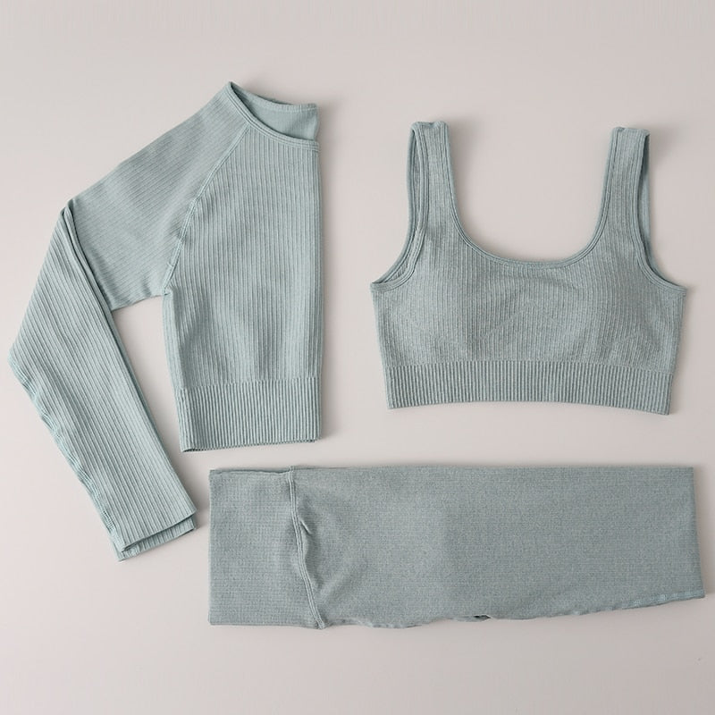 Women Gym Clothing Female High Waist Yoga Pants Tracksuit Women Fitness Clothing 2 Piece Set -Shello's Creative Boutique