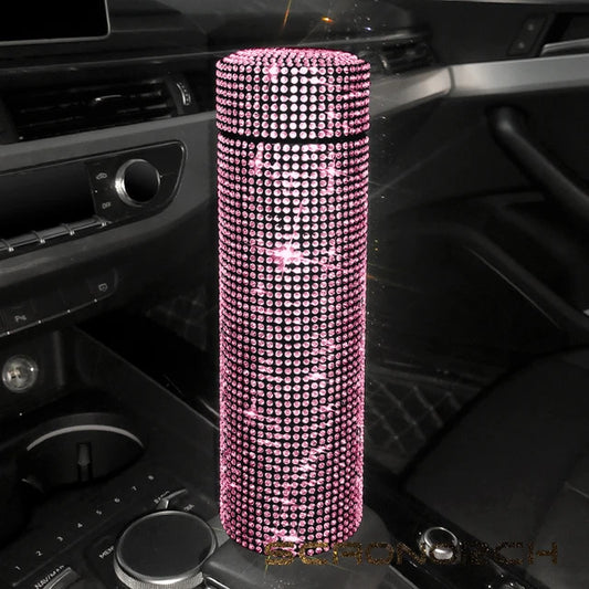 Bling Rhinestone Thermos Bottle Insulated Double Wall Stainless Steel Water Bottle Coffee Travel Car Coffee Mug Cup Vacuum Flask eprolo