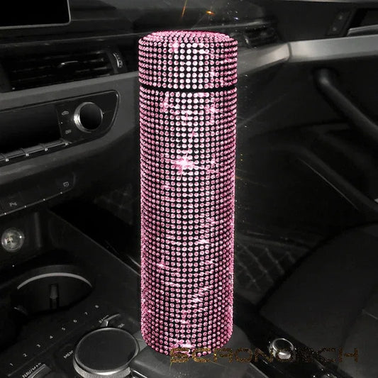 Bling Rhinestone Thermos Bottle Insulated Double Wall Stainless Steel Water Bottle Coffee Travel Car Coffee Mug Cup Vacuum Flask - Shello's Creative Boutique