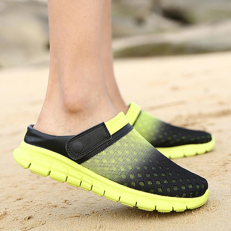 Summer Sandals Men Mesh Shoes Mules Clogs Breathable Beach Slippers Male Water Hollow Aqua Wading Chaussure Homme eprolo
