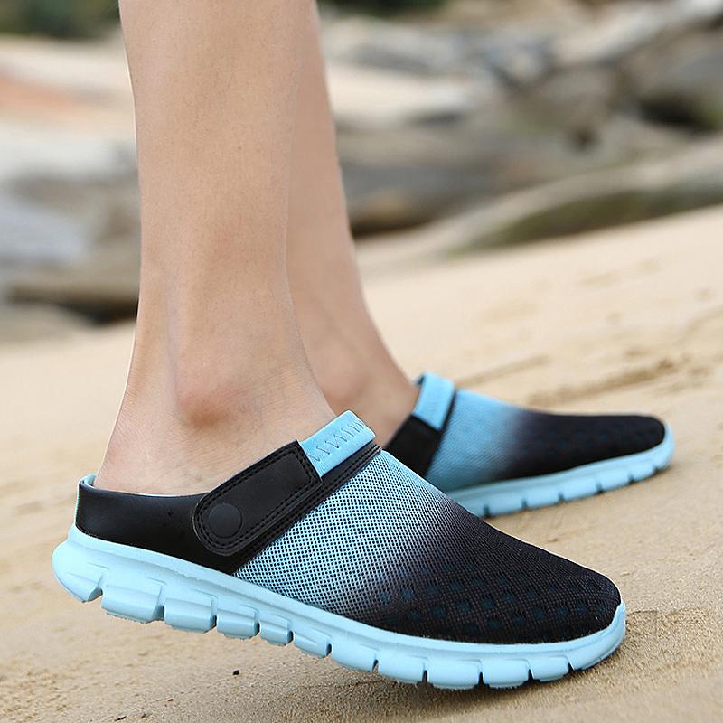 Summer Sandals Men Mesh Shoes Mules Clogs Breathable Beach Slippers Male Water Hollow Aqua Wading Chaussure Homme eprolo