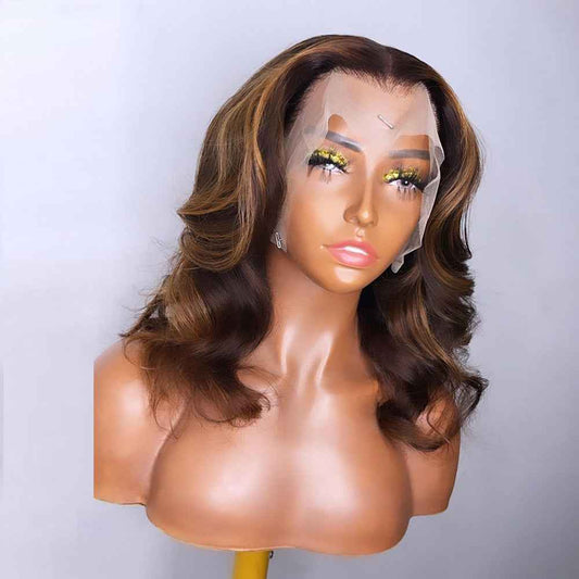 Piano Colour Natural Synthetic Front Lace Wig Big Wave Short Curly Hair