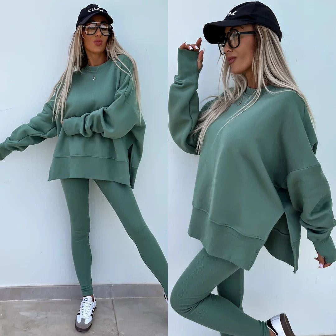 Women's Wear European and American Casual Tight Pants Loose Hoodie Set Two Piece Set eprolo