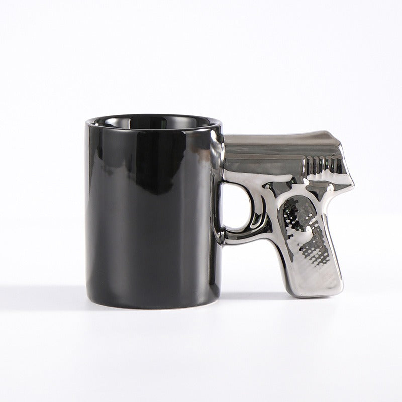 Creative Ceramic Cup Gold Silver Pistol Cup Gun Handle Mug Personalized Water Cup Coffee Cup 3D Modeling Cup Color Glaze Cup eprolo