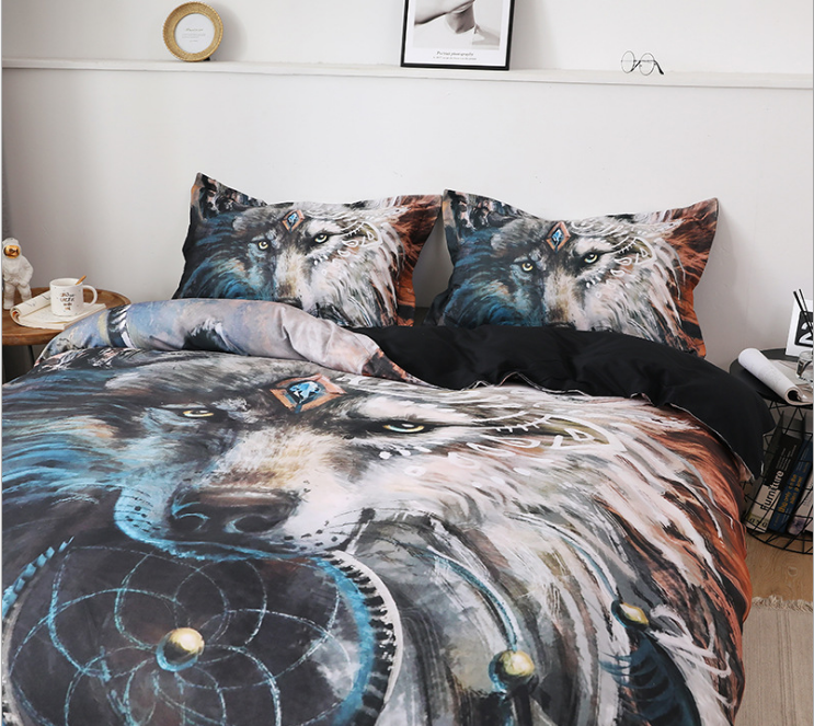 3D digital printing wolf warrior quilt cover three piece bedding home textile eprolo